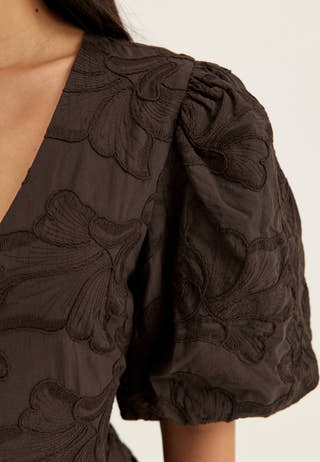 V-neck Bubble Hem Short Dress