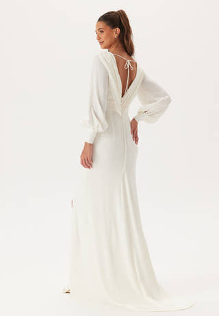 Waterfall Back Satin Wedding Gown