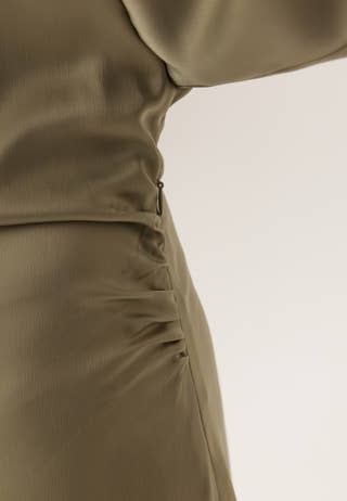 Wide Sleeve Satin Ankle Dress