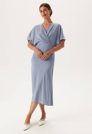 Wrap Satin Midi Dress