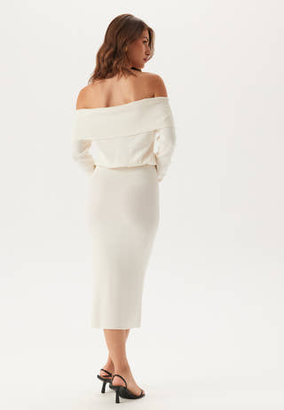 Off Shoulder Knitted Midi Dress