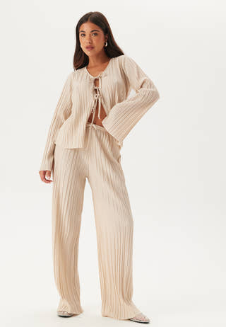 Pleated Tie Cardigan Top