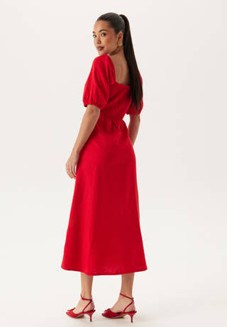 Puff Sleeve Linen Blend Dress