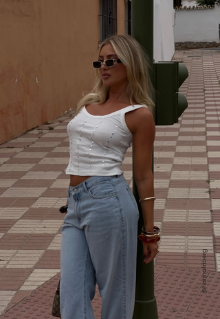 Rhinestone Rib Top