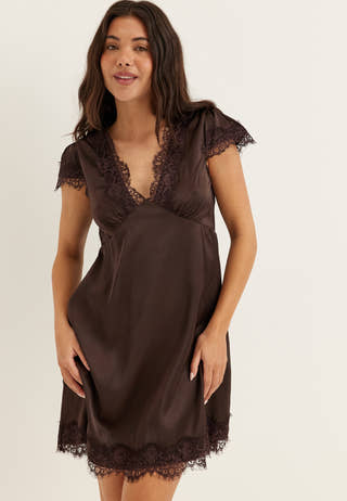 Satin Lace Mini Dress