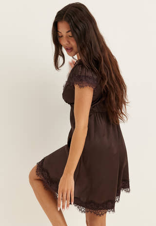 Satin Lace Mini Dress