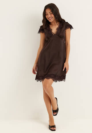 Satin Lace Mini Dress