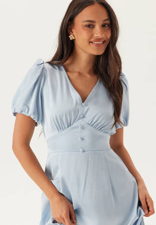 Satin Short Sleeve Maxi Dress