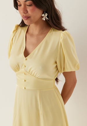 Satin Short Sleeve Maxi Dress