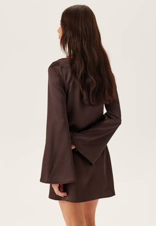 Satin Trumpet Sleeve Short Dress