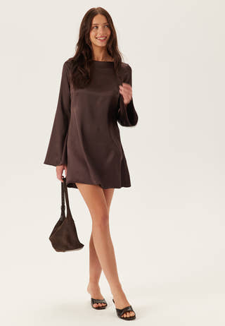 Satin Trumpet Sleeve Short Dress