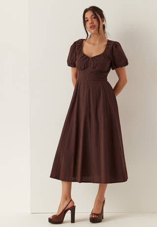 Seersucker Midi Dress
