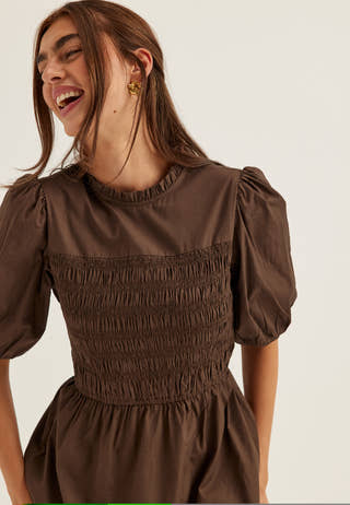Smock Short Sleeve Cotton Dress