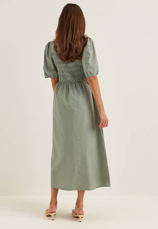 Smock Short Sleeve Cotton Dress