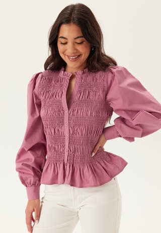 V-neck Cotton Smock Blouse