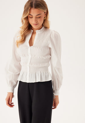 V-neck Cotton Smock Blouse