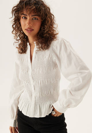 V-neck Cotton Smock Blouse