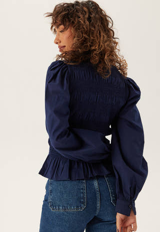 V-neck Cotton Smock Blouse