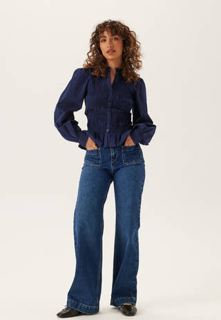 V-neck Cotton Smock Blouse