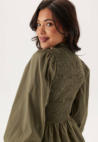 V-neck Cotton Smock Dress
