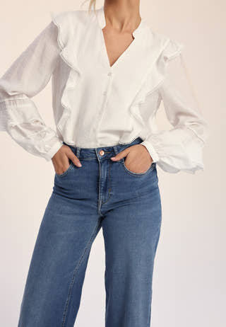 V-neck Frill Blouse