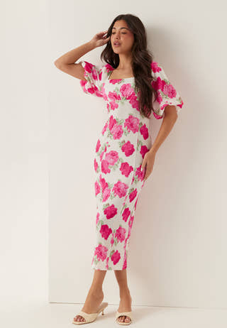 Volume Sleeve Midi Dress