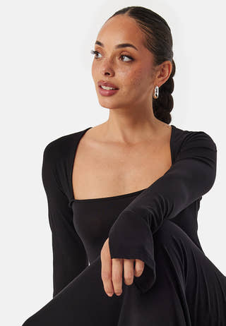 Square Neck L/S Maxi Dress