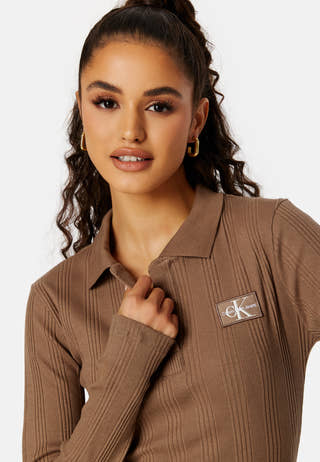 Badge Polo Collar Rib Dress
