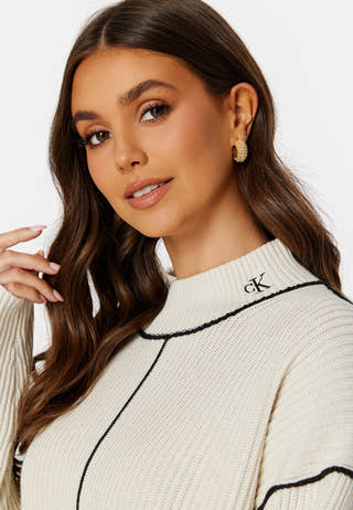 Contrast Seaming Loose Sweater
