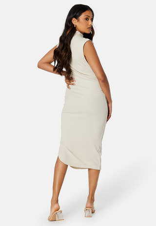 Tab Rib Mock Neck Long Dress