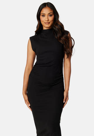Tab Rib Mock Neck Long Dress
