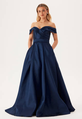 Mikado Evening Dress With Carmen Sleeves