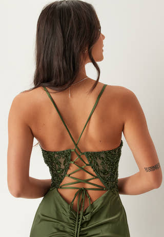 Satin Evening Dress With Back Lacing