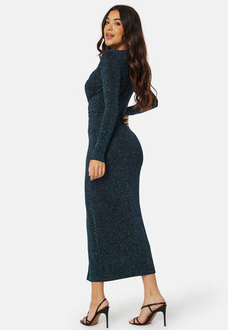 Shayna Ruched Front Long Sleeve Midi Dress