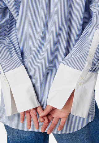 Contrast Collar Striped Shirt
