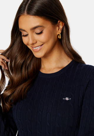 Stretch Cotton Cable C-Neck