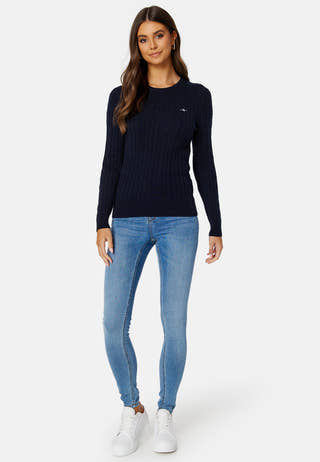 Stretch Cotton Cable C-Neck