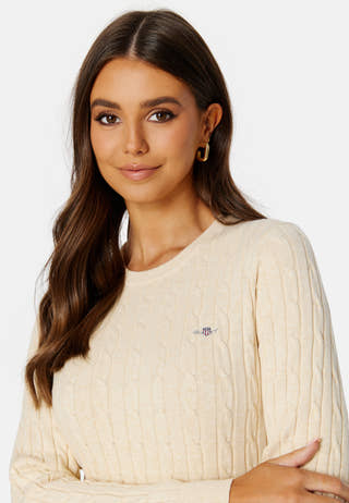 Stretch Cotton Cable C-Neck