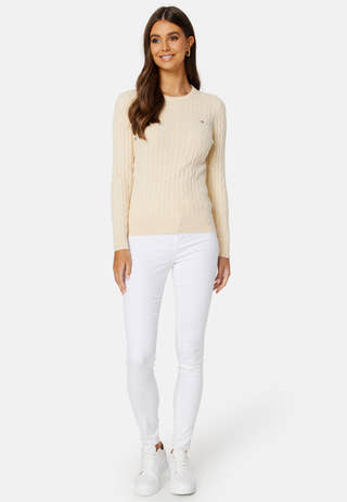 Stretch Cotton Cable C-Neck