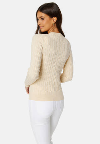 Stretch Cotton Cable C-Neck