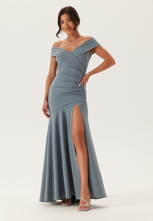 Bardot Pleat Maxi Split Dress