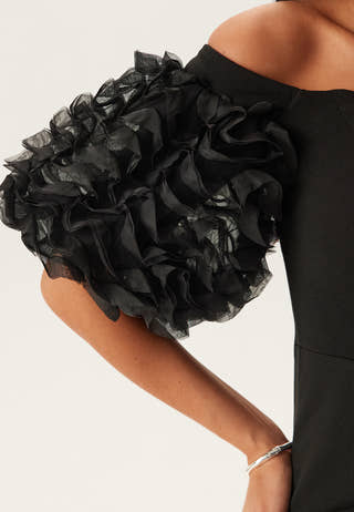 Bardot Ruffle Sleeve Maxi Dress