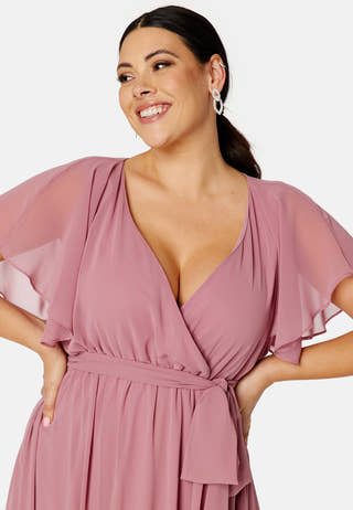 Flutter Sleeve Chiffon Maxi Curve Dress