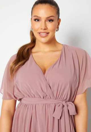 Flutter Sleeve Chiffon Midi Dress