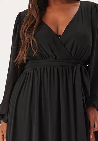 Long Sleeve Chiffon Maxi Curve Dress