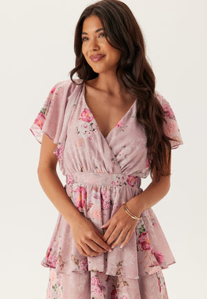 Floral Flutter Tiered Midi Dress
