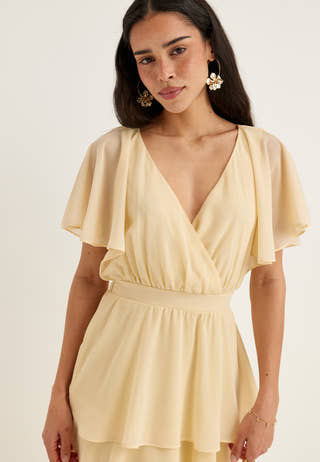 Flutter Chiffon Tiered Maxi Dress