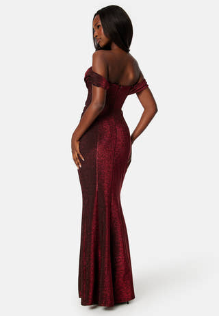 Glitter Off Shoulder Maxi Dress