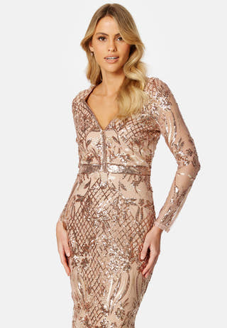 Long Sleeve Sequin Maxi Dress