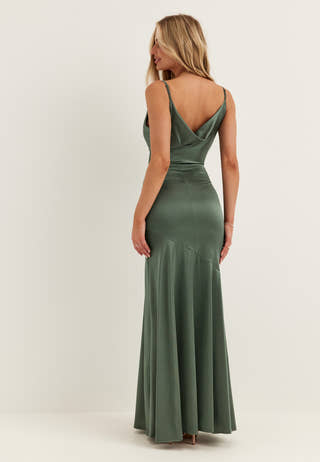 Satin Cowl Neck Maxi Dress